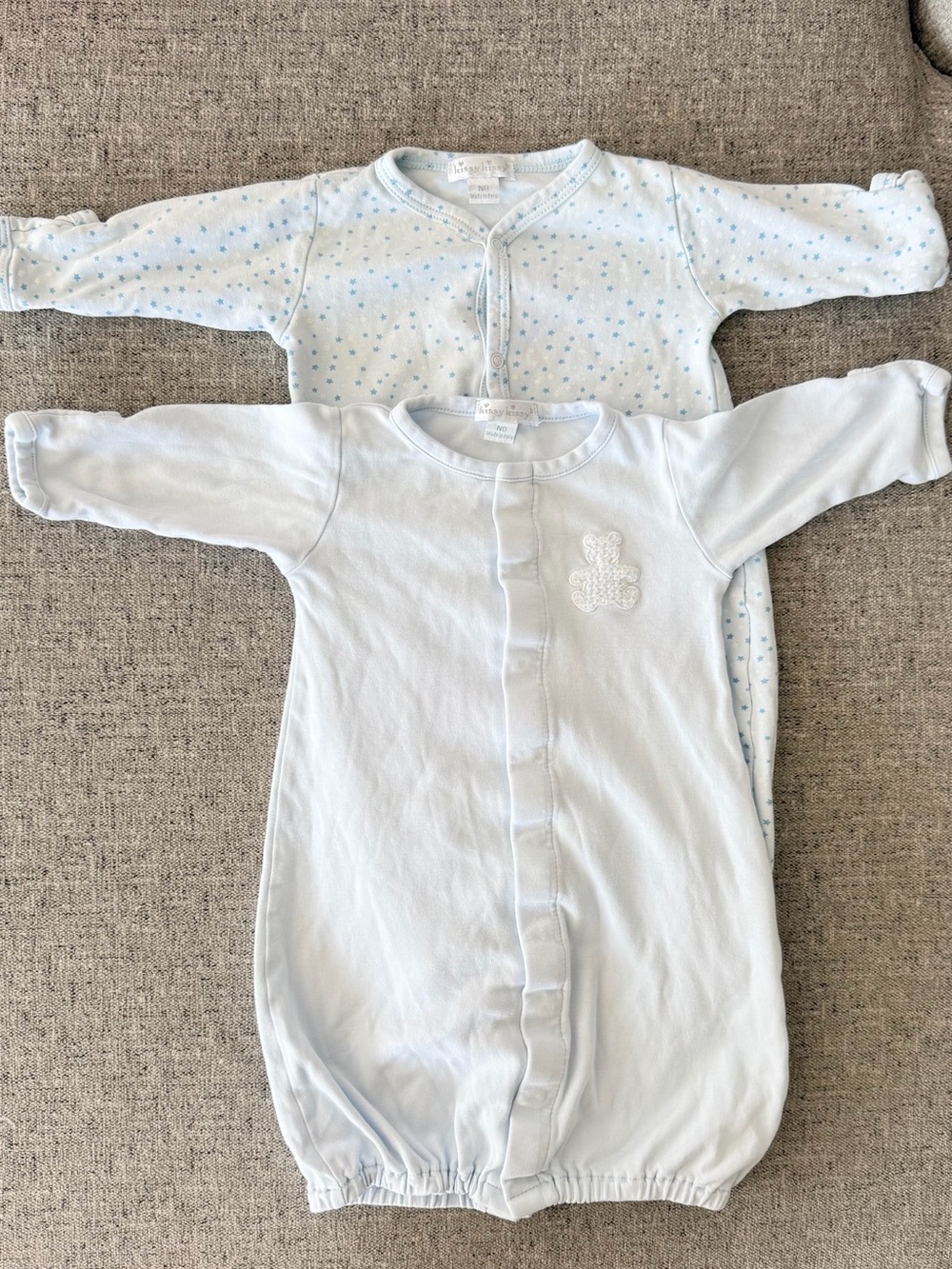 Kissy Kissy Basics NB Converter Gown lot of 2 white/blue